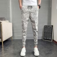 Summer Thin Harem Pants Men Fashion 2023 Korean Slim Fit Men Casual Letter Pants Streetwear All Match Joggers Trousers Men 36-28