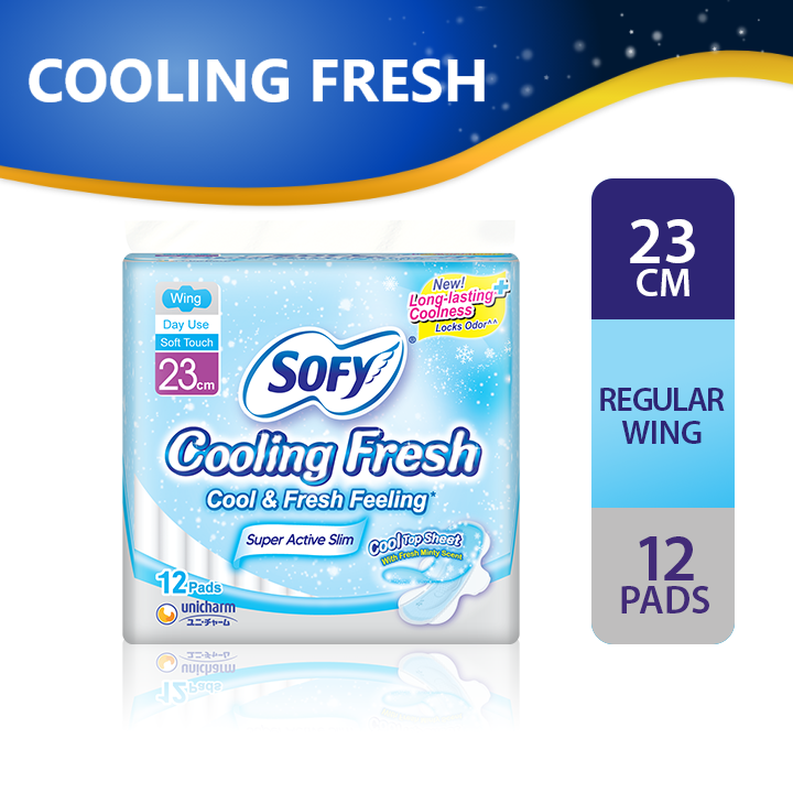 SOFY Cooling Fresh 25cm Sanitary Super Active Slim Wings Napkin