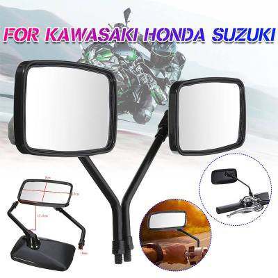 1 Pair Black 10MM Universal Motorcycle Rear View Mirrors Thread Black Rectangle Rearview Side Mirrors For Motorcycle Scooter ATV Mirrors