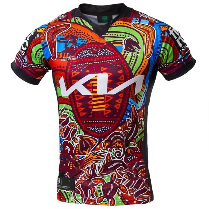 The hottest jersey 2022 2023 Brisbane Broncos indigneous rugby jersey  Australia brisbane broncos home away rugby shirt