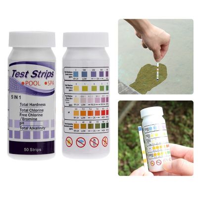 50 pcs Test Strips Swimming Pool Spa Water Tester PH Test Paper Residual Chlorine Value Alkalinity Hardness Test Strip PH Tester Inspection Tools