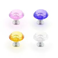 30mm Diamond Design Crystal Glass Knobs Cupboard Drawer Pull Kitchen Cabinet Door Wardrobe Handles Hardware Transparent  Handle Door Hardware Locks