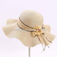 ∏▤ (La Youth) Summer Lady Straw Hat Outdoor Sun Protection Beach Hat (Beige)