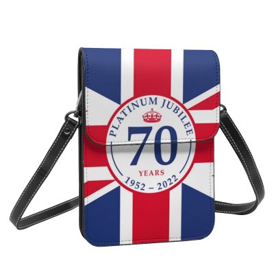 Queen Elizabeth Platinum Jubilee ไหล่กระเป๋า UK ธง70ปีแฟชั่น Reusable กระเป๋าศัพท์มือถือหนัง Streetwear ผู้หญิงกระเป๋า