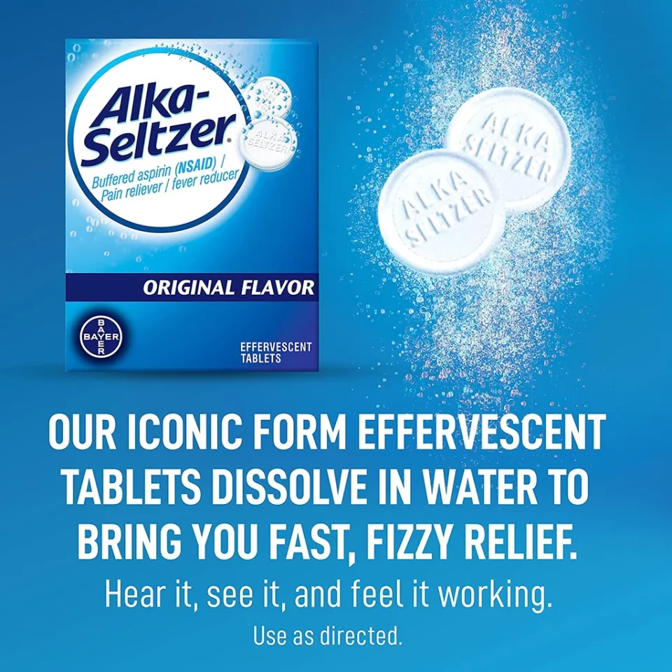 Alka-Seltzer Hangover Relief Effervescent Tablets Formulated for Fast  Relief of Headaches, Body Aches and Mental Fatigue 20ct