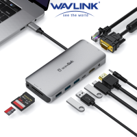 jianzhifen Wavlink ฮับ USB C หัวแปลงสัญญาณ HDMI 10 In 1 USB C ถึง USB 3.0 Dock สำหรับวินโดวส์แม็ค USB-C Type C 3.1 Splitter USB C Hub 60W PD RJ45