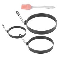 Non Stick Egg Rings,4 In&amp;6 In&amp;8 in Pancake Rings,Fried Egg Poacher Egg Cooking Mold with Oil Brush for Egg Omelet Muffin