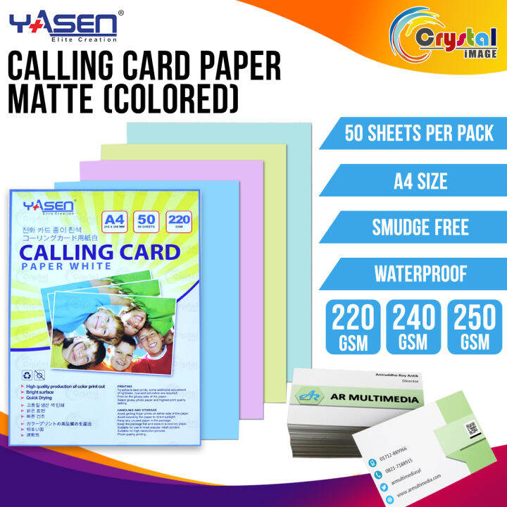 Calling Card Paper Matte A4 Size ( Colored 240GSM / White 220GSM