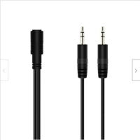 3.5mm 18" Female Stereo To 2 Dual 3.5mm Male Y-Splitter Headphone Audio AUX Cable for Speaker Pc 5FT