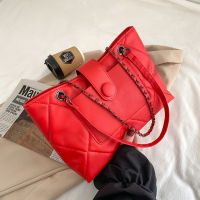 Red Leather Quilted Chain Shoulder Bag Large Winter WomenS Bags Fashion 2021 Diamond Design Tote Handbags Big For Office