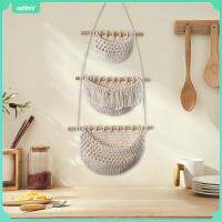 Oshhni กระเช้าผลไม้แขวนกระถางในร่มตะกร้ากล่องใส่ของเอนกประสงค์ Macrame ตะกร้าแขวนสำหรับการจัดระเบียบหัวหอมมันฝรั่ง