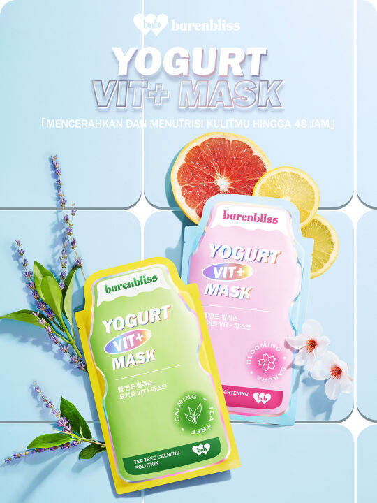 [Bisa COD] BNB Yogurt Vit+ Mask - Calming Sheet Mask Korea Essence ...