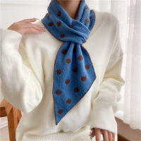 Winter Outdoor Cycling Cold Double Sided Dot Thicken Wool Knit Scarve Cross Neck Protect False Collar Womans Warm Scarf T22