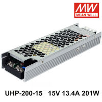 MEAN WELL UHP-200-15 110220V AC เป็น DC 15V 13.4A 201W แหล่งจ่ายไฟสลับเอาต์พุตเดี่ยวพร้อมไดรเวอร์ PFC Meanwell Slim Type