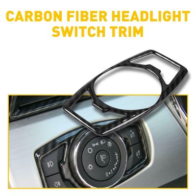 【YF】 1Pcs Carbon fiber Headlight Switch Trim Decor Cover for Ford Mustang 2015 2016 2017 2018 2019 2020 Car Styling Accessories