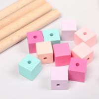 20pcs 15-20mm Colored Square Wooden Beads Handmade Custom Fashion Decorations DIY Necklace Bracelet Jewelry Making Accessories Beads