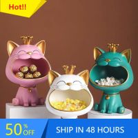 2023 resin Lucky Cat Statue Sculpture Table Decoration Miniature Figurine Storage Box Modern Living Room Desk Home Decor