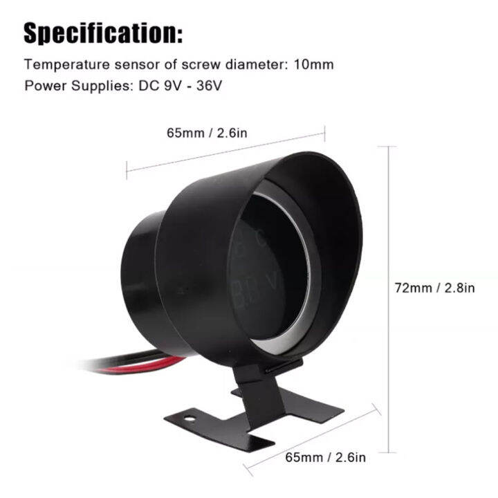 bmwa-เกจวัดอุณหภูมิหม้อน้ำ-น้ำยาหล่อเย็น-ความดันไฟแบตเตอรี่-12v-24v-โวลต์มิเตอร์-เกจวัดความร้อน-2-in-1-led-car-gauge-10mm