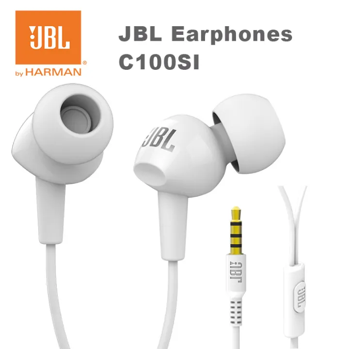 JBL Earphones C100SI 3.5mm Wired Bass Stereo Earphone for Android IOS