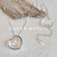 Silver-Aholic สร้อคอเงินแท้ จี้รูปหัวใจซ้อน สร้อยคอปรับได้ 16-18นิ้ว เงินแท้92.5%