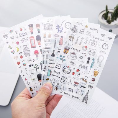 6 Sheets Fresh Watercolor Cartoon Stickers Pvc Travel Diary DIY  Journal Photo Scrapbook Decoration Stickers Stationery Stickers Labels