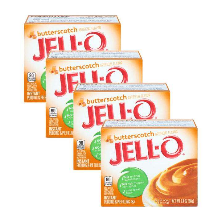 JELLO Jello Butterscotch Instant Pudding & Pie Filling 3.4 Oz (4Pack