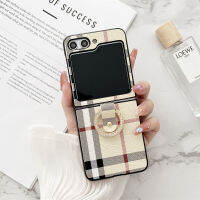 Samsung Z ฝาพับ5เคสหนังหรูหราเคส Galaxy Z ฝาพับ4 3 2 1ป้องกันพร้อมห่วงเพชรเคสกันกระแทกตัวยืดมือถือ