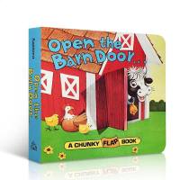 Open the barn door English original picture book find a cow farm animal cognitive onomatopoeia interesting flip cardboard book 0-3 years old children enlightenment and educational preschool education parent child interactive toy picture book text