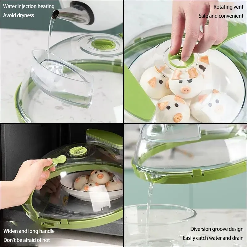 Microwave Food Cover Splatter Proof Heat Resistant Rotatable Vented Hole  Clear Oven Food Dish Cover Lid