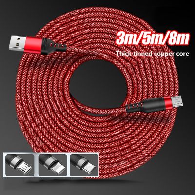 3m/5m/8m Monitor Charge Cable Micro USB Long Data Charging Cables Type C Extend Cable for Android Phone Xiaomi Tablets Camera Cables  Converters