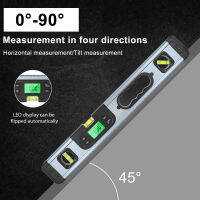 [Ganlitong] 90องศาไม้โปรแทรกเตอร์มุม Finder Inclinometer ไม้บรรทัดระดับอิเล็กทรอนิกส์ที่มีโดยไม่ต้องแม่เหล็กจอแสดงผลดิจิตอลสีแดงสีดำอลูมิเนียม