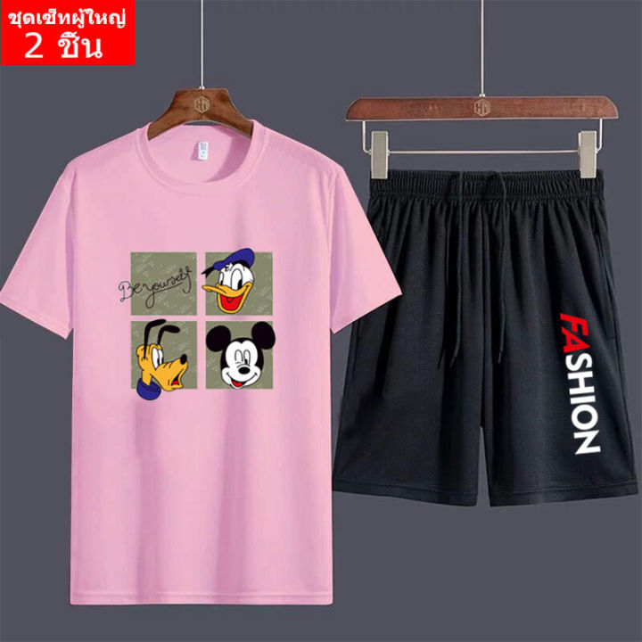 bk2058-ff335-ชุดเซ็ตผู้ใหญ่เสื้อยืด-กางเกงขาสั้น-ผ้ายืดใส่สบาย-ใส่ได้ทั้้ง-ญ-ช-ลายเยอะ-น่ารักสีสันสดใส-พร้อมส่ง-10-สี