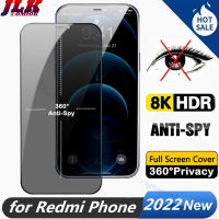 [JLK] New Upgrade 360° Privacy Tempered Glass Screen Protector Film for Redmi Note 12/11/10/9/8/7/6 Pro Plus 10Prime 10Lite 2022 11E 11S 11T 10A 10C 10S 9T K50i K50 K40S K40 5G/4G Anti-Peeping/Spy/Fingerprint Screen Cover