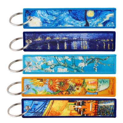 【CW】✽  Van Gogh Painting Fobs Holder Chain for Men Tag Print Design Motorcycles Gifts