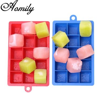 Aomily 15 Holes Cube Shaped Silicon Chocolate Jelly Candy Cake Bakeware Mold DIY Pastry Bar Ice Block Soap Mould Baking Tool Ice Maker Ice Cream Mould