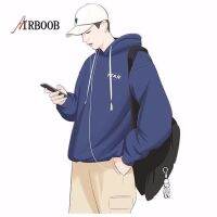 AIRBOOBเสื้อกันหนาวมีฮู้ดผู้ชายรุ่นเกาหลีแบบหลวมฤดูใบไม้ร่วงและฤดูหนาว