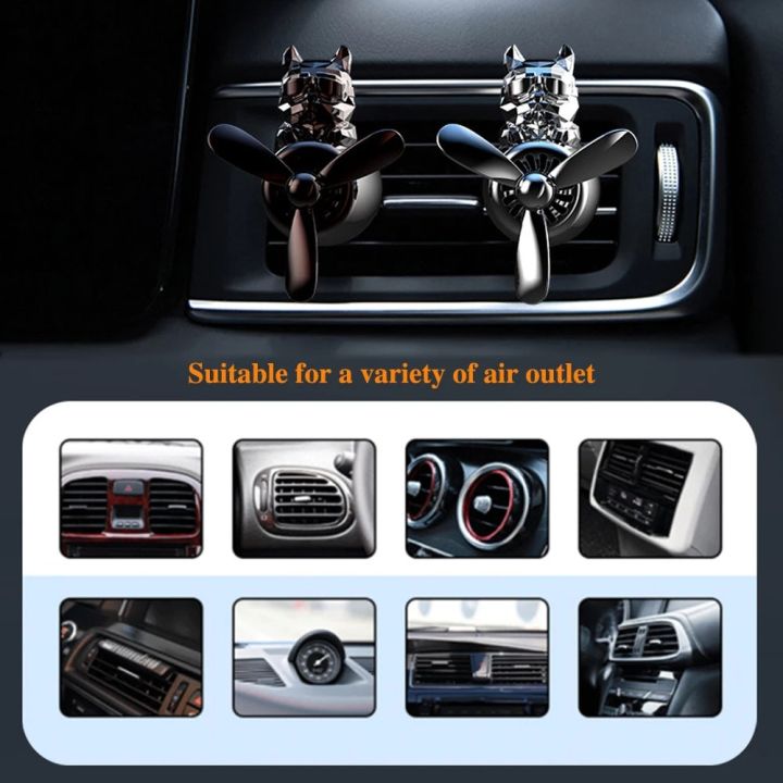 น้ำหอมรถยนต์ตัวปรับอากาศอัตโนมัตินักบินบูลด็อกหมุนได้ใบพัด-ระบายอากาศแต่งกลิ่นน้ำหอมอุปกรณ์เสริม