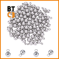 BTC3 เหล็กไร้สนิม เครื่องรางลูกบอลขนาดเล็ก 7.5x5mm จี้โลหะปลาย จี้สแตนเลสทรงกลม จี้กลมๆ สำหรับเครื่องประดับสตรี