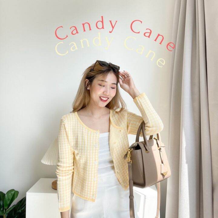 🧃Candy Cane Cardigan 🥤 Yellow Lazada.co.th