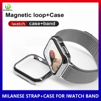 BassPal 2-In-1ชุดสาย Milanese + สำหรับ Apple Watch Band Ultra 49มม. 8 7 45มม. 41มม. สร้อยข้อมือแม่เหล็กโลหะ Correa สำหรับ I Watch Series 6 SE 5 3 2 1 44mm40mm 42มม. 38มม. สี Starlight ใหม่