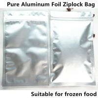 100pcs Silver White Pure Aluminum Foil Ziplock Bags / Zipper Reusable Purely-aluminium Pouch Food Grade Package 3C Product Bag Food Storage Dispensers