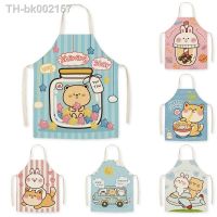 ◑ Cute Bear Printed Kitchen Aprons for Adult Kid Home Cooking Baking Waist Bib Pinafore Cleaning Tool Antifouling Sleeveless Apron