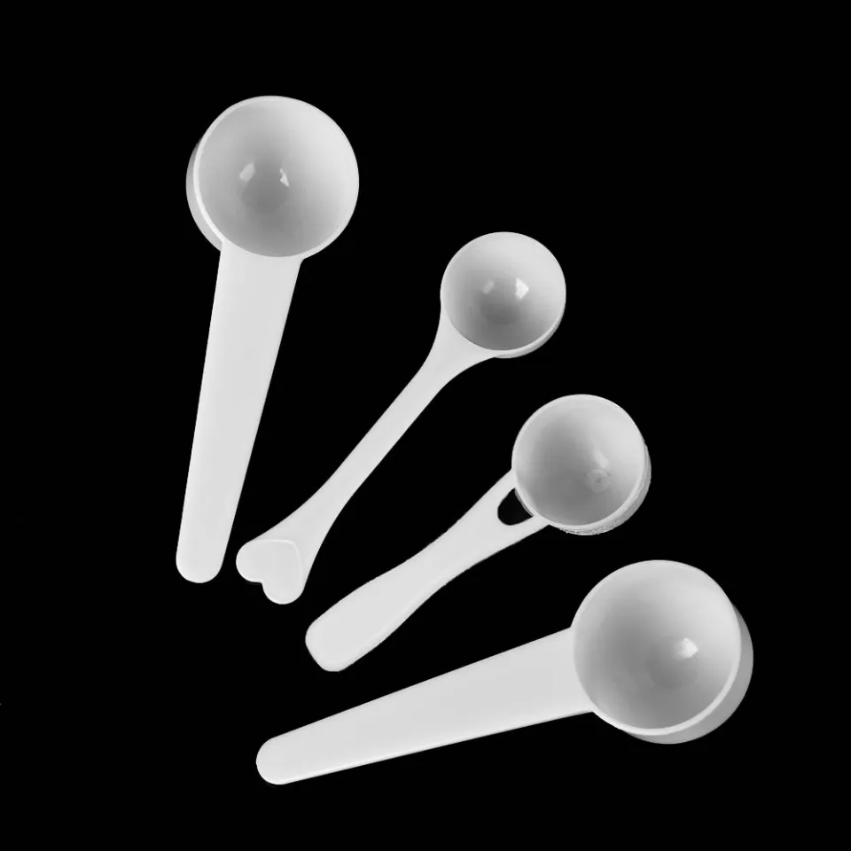 Micro Spoons 1 Gram Measuring Scoop Round Bottom Mini Spoon 50pcs - White