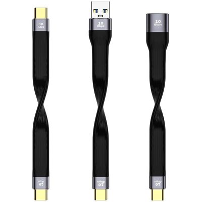 [HOT RUXMMMLHJ 566] USB C สายข้อมูล Ultra สั้น USB ที่ยืดหยุ่น USB A ถึงชนิด C 3.1 Gen 2 10Gbps Sync สายข้อมูล5A Quick Charge FPC สายไฟ4K