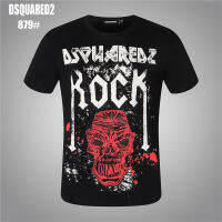 2021 Dsquared2 printed short-sleeved T-shirt mens letter rock skull printing D2 fashion tide locomotive hip-hop tees