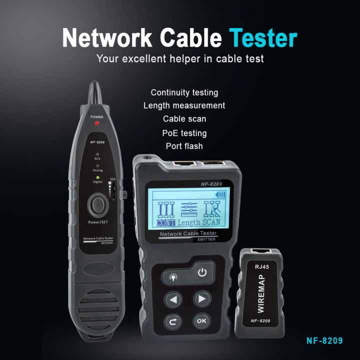 Multifunctional LCD Network Cable Tester Wire Tracker PoE Checker