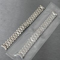 ┅ สายนาฬิกาโลหะ 20 มม. สำหรับ Omega Seamaster Solid Stainless Steel Clasp สายนาฬิกาสีเงินสามเม็ดพร้อมปลายโค้ง