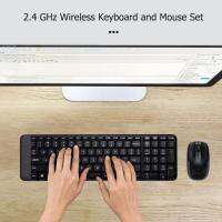 ชุดเมาส์แป้นพิมพ์ไร้สาย Logitech MK220เซตเมาส์ตัวรับสัญญาณ USB 1000Dpi สำหรับคอมพิวเตอร์ออฟฟิศ