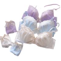 Girl Japanese Sweet Fresh Thin Cup Underwear Flower Machine Embroidery Set Large Sizes Availiable A- E Cup