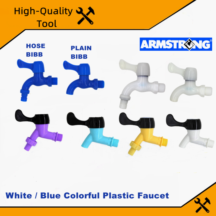 PVC Faucet White / Blue Colorful Plastic Faucet Plain Bibb And W/ Hose
